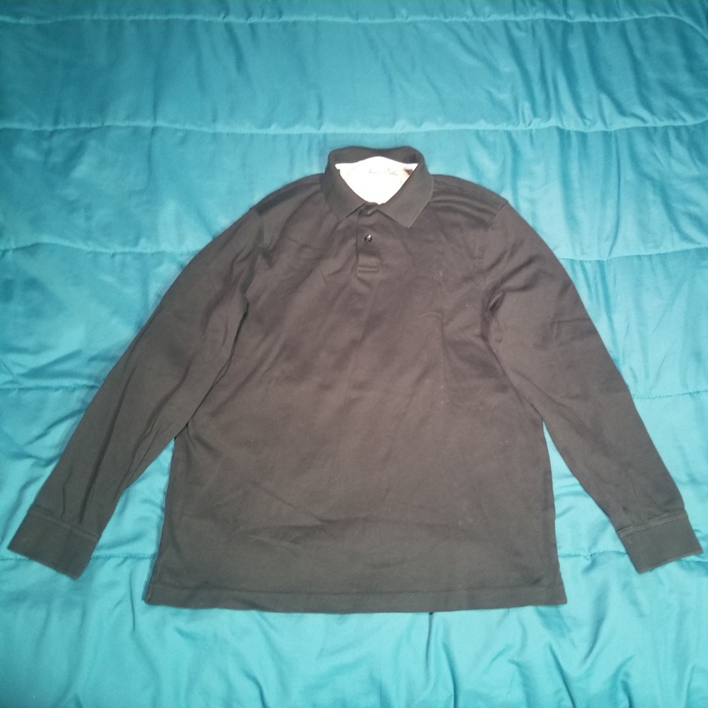 Tasso Elba polo dress long sleeve black M 2 button